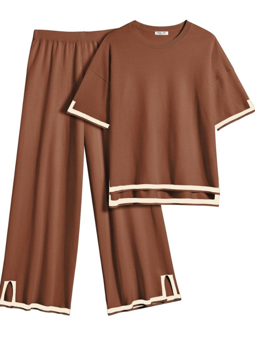 Lounge Set for Women Travel Outfits 2 Piece Sets Short Sleeve Sweater Top Wide